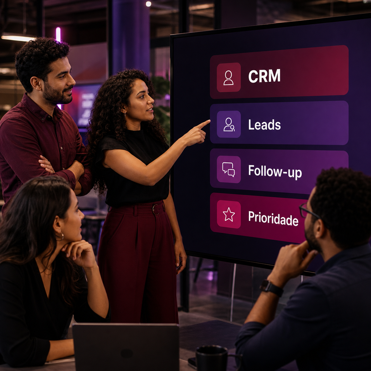 Equipe comercial usando IA para limpar CRM e recuperar leads parados